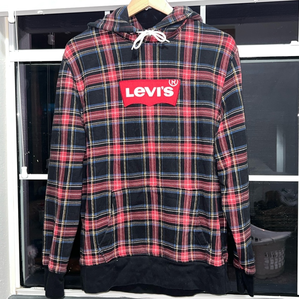 LEVI’S Tartan Plaid Hoodie Size Large